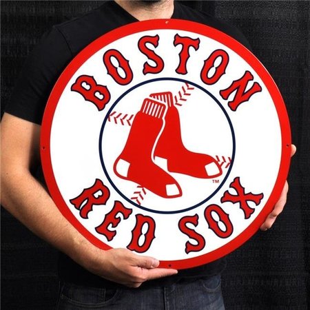 AUTHENTIC STREET SIGNS Authentic Street Signs 94401 24 in. Red Sox Circle Steel Logo 94401